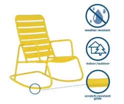 Roberta Yellow Patio Rocking Chair -FurniHub Store 810541496 3