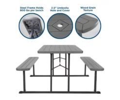 COSCO Intellefit Dark Gray 2-Bench Folding Outdoor Picnic Table -FurniHub Store 810541500 3
