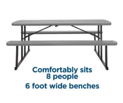 COSCO Intellefit Dark Gray 2-Bench Folding Outdoor Picnic Table -FurniHub Store 810541500 4