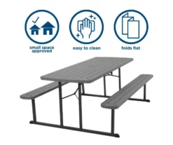 COSCO Intellefit Dark Gray 2-Bench Folding Outdoor Picnic Table -FurniHub Store 810541500 5