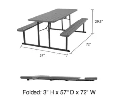 COSCO Intellefit Dark Gray 2-Bench Folding Outdoor Picnic Table -FurniHub Store 810541500 6