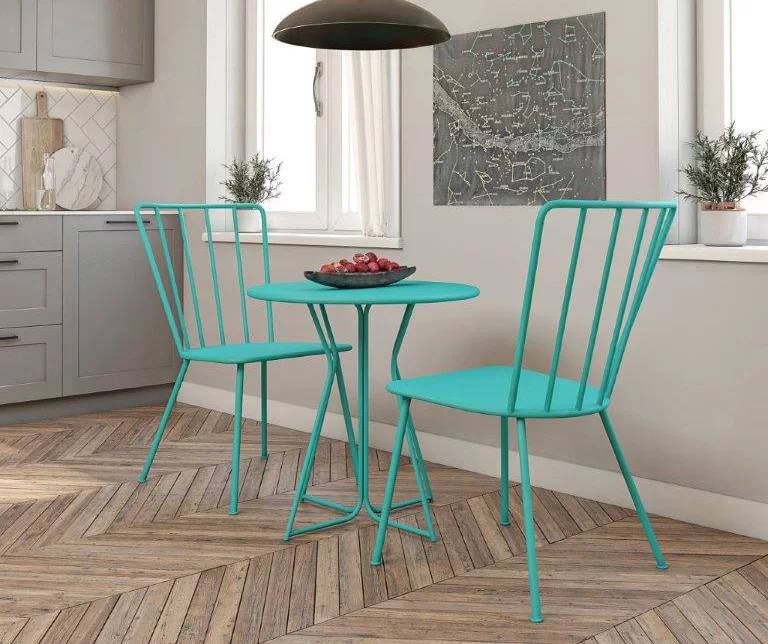 Heidi Turquoise 3-Piece Bistro Patio Furniture Set 4 Heidi Turquoise 3-Piece Bistro Patio Furniture Set - Image 2