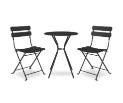 COSCO Outdoor Living Black 3-Piece Folding Bistro Patio Seating Set -FurniHub Store 810541510 2