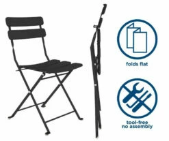 COSCO Outdoor Living Black 3-Piece Folding Bistro Patio Seating Set -FurniHub Store 810541510 4