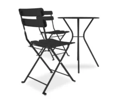 COSCO Outdoor Living Black 3-Piece Folding Bistro Patio Seating Set -FurniHub Store 810541510 5