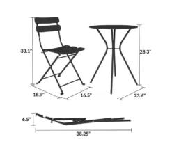 COSCO Outdoor Living Black 3-Piece Folding Bistro Patio Seating Set -FurniHub Store 810541510 6