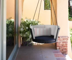 Sally Black Wicker Hanging Patio Swing -FurniHub Store 810541518 2