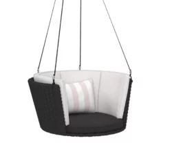 Sally Black Wicker Hanging Patio Swing -FurniHub Store 810541518 6 1