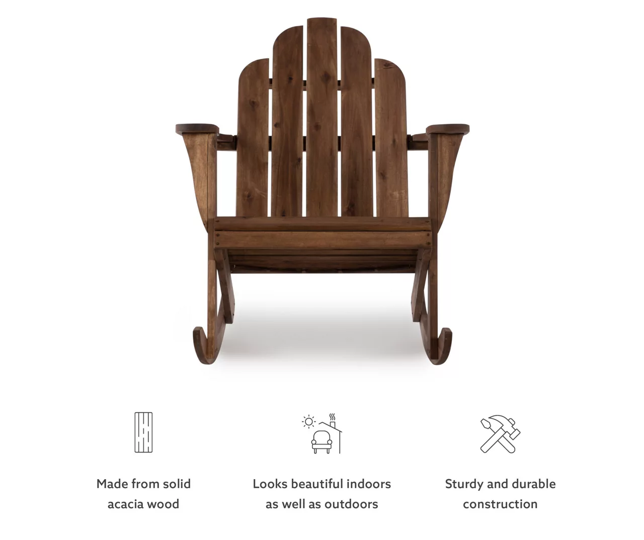 Flint Acorn Wood Patio Adirondack Rocking Chair 5 Flint Acorn Wood Patio Adirondack Rocking Chair - Image 3