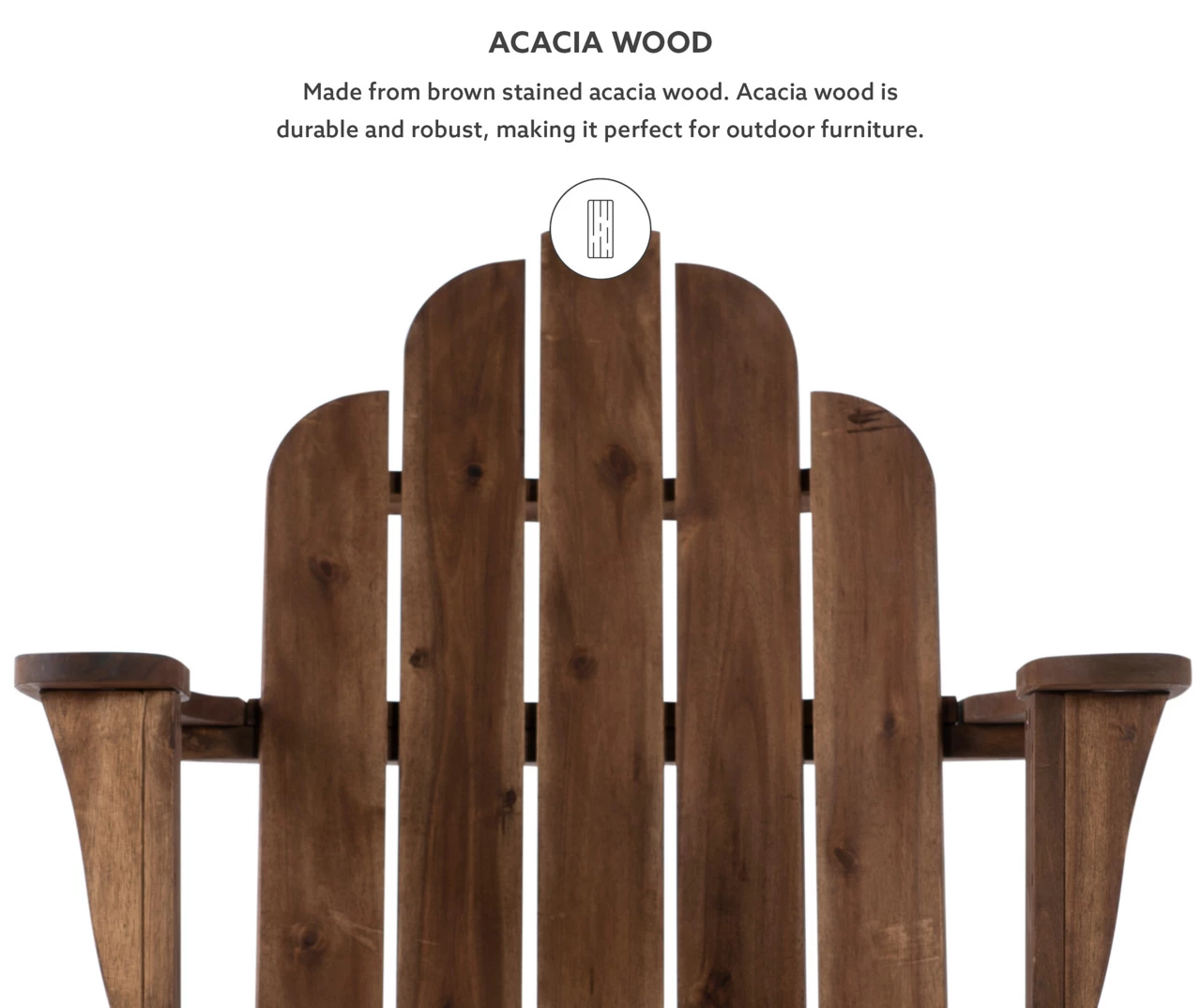 Flint Acorn Wood Patio Adirondack Rocking Chair 8 Flint Acorn Wood Patio Adirondack Rocking Chair - Image 6