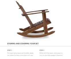 Flint Acorn Wood Patio Adirondack Rocking Chair 17 Flint Acorn Wood Patio Adirondack Rocking Chair -FurniHub Store 810541698 A8 9