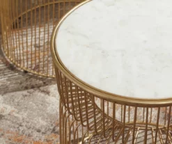 Vernway White Marble & Gold Metal 2-Piece Accent Table Set 7 Vernway White Marble & Gold Metal 2-Piece Accent Table Set -FurniHub Store 810542168 2