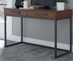 Horatio Brown & Gunmetal Wood Desk -FurniHub Store 810542288 1