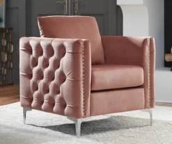 Lizmont Blush Tufted Velvet Accent Chair 11 Lizmont Blush Tufted Velvet Accent Chair -FurniHub Store 810542292 1
