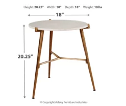 Chadton Round White Marble & Gold Metal Accent Table -FurniHub Store 810542302 3