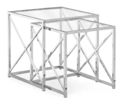 Monarch Glass & Metal 2-Piece Nesting Table Set -FurniHub Store 810542387 2