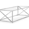 Tempered Glass & Chrome Metal X Coffee Table -FurniHub Store 810542388 2 1