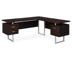 Monarch Metal 3-Drawer L-Shaped Computer Desk -FurniHub Store 810542415 2