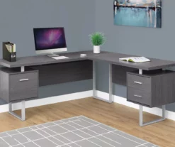 Monarch Metal 3-Drawer L-Shaped Computer Desk -FurniHub Store 810542428 1