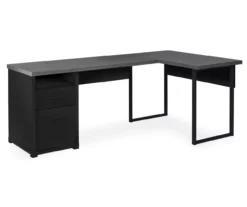 Monarch Metal 2-Drawer L-Shaped Computer Desk -FurniHub Store 810542430 2