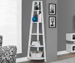 Monarch 5-Shelf Etagere Corner Bookcase -FurniHub Store 810542448 1