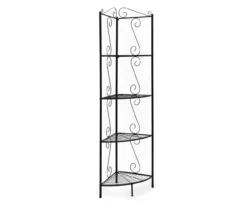 Copper Metal 4-Shelf Etagere Corner Bookcase