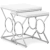 Glossy White Chrome Metal 2-Piece Nesting Table Set 1 Glossy White Chrome Metal 2-Piece Nesting Table Set -FurniHub Store 810542468 2