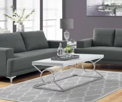 Glossy White & Chrome Metal Coffee Table 8 Glossy White & Chrome Metal Coffee Table -FurniHub Store 810542469 1