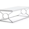 Glossy White & Chrome Metal Coffee Table -FurniHub Store 810542469 2