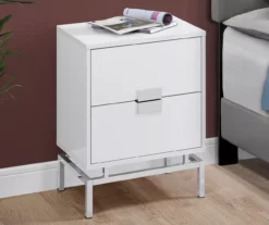 Glossy White & Chrome Metal Retro Accent Table -FurniHub Store 810542472 2