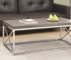 Dark Taupe & Chrome Metal Coffee Table -FurniHub Store 810542479 1
