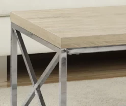 Natural & Chrome Metal Coffee Table -FurniHub Store 810542482 3