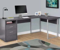 Monarch Metal 2-Drawer L-Shaped Computer Desk -FurniHub Store 810542512 1