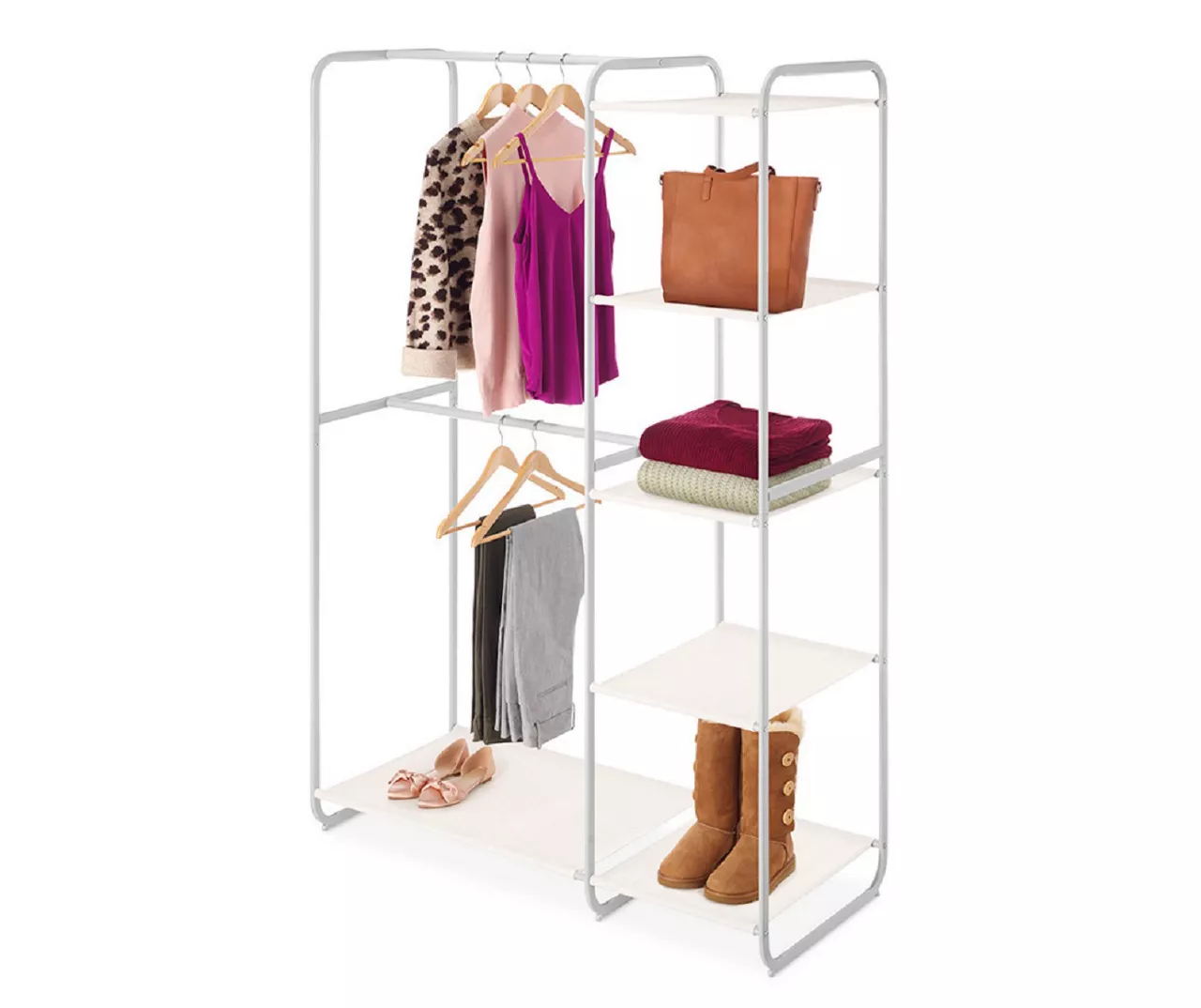 White Double-Rod Open Closet 3 White Double-Rod Open Closet