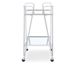 Hampton Silver 2-Shelf Rolling Steel Bar Cart -FurniHub Store 810543098 4