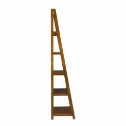 Presley Walnut 5-Shelf Ladder Bookcase -FurniHub Store 810543154 3