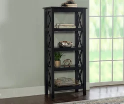 Richland Black 4-Shelf Bookcase -FurniHub Store 810543156 2