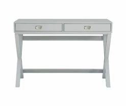 Kari Gray 2-Drawer Campaign Desk -FurniHub Store 810543177 3