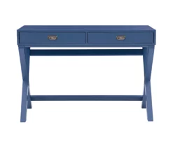 Kari Navy Blue 2-Drawer Campaign Desk -FurniHub Store 810543186 3