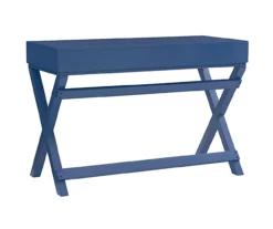 Kari Navy Blue 2-Drawer Campaign Desk -FurniHub Store 810543186 5