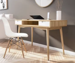 Nate Ash & White 2-Drawer Writing Desk -FurniHub Store 810543187 A0 7