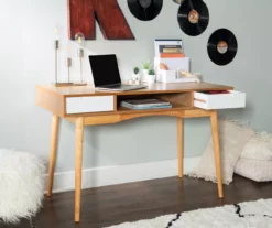 Nate Ash & White 2-Drawer Writing Desk -FurniHub Store 810543187 A0 8