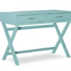 Kari Turquoise 2-Drawer Wooden X-Frame Desk -FurniHub Store 810543189 1