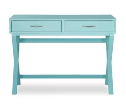 Kari Turquoise 2-Drawer Wooden X-Frame Desk 7 Kari Turquoise 2-Drawer Wooden X-Frame Desk -FurniHub Store 810543189 3