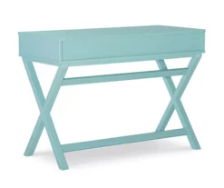 Kari Turquoise 2-Drawer Wooden X-Frame Desk 9 Kari Turquoise 2-Drawer Wooden X-Frame Desk -FurniHub Store 810543189 5