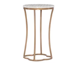 Globa Designs White & Gold Capiz Mosaic Beehive Accent Table -FurniHub Store 810543194 A0 1