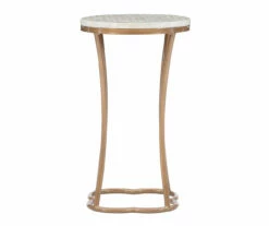 Globa Designs White & Gold Capiz Mosaic Beehive Accent Table -FurniHub Store 810543194 A1
