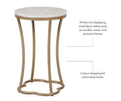 Globa Designs White & Gold Capiz Mosaic Beehive Accent Table -FurniHub Store 810543194 M0 1