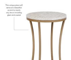Globa Designs White & Gold Capiz Mosaic Beehive Accent Table -FurniHub Store 810543194 M0 2