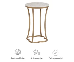 Globa Designs White & Gold Capiz Mosaic Beehive Accent Table -FurniHub Store 810543194 M0 3